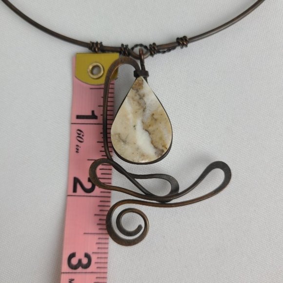 Bronze Natural Stone Choker Statement Necklace - Picture 9 of 9